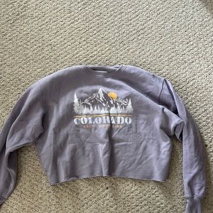 Purple cropped Hollister crew neck